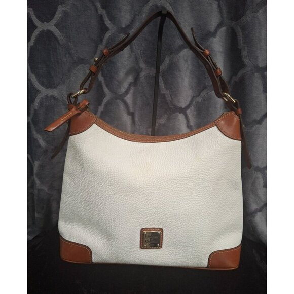 Dooney & Bourke White Peeble Grain Leather Hobo Shoulder Bag - Picture 1 of 8